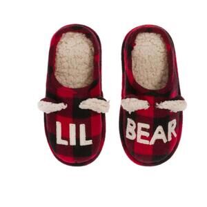 Dearfoams Kid's Buffalo Check Lil Bear Clog Slipper sz 9-10 kids